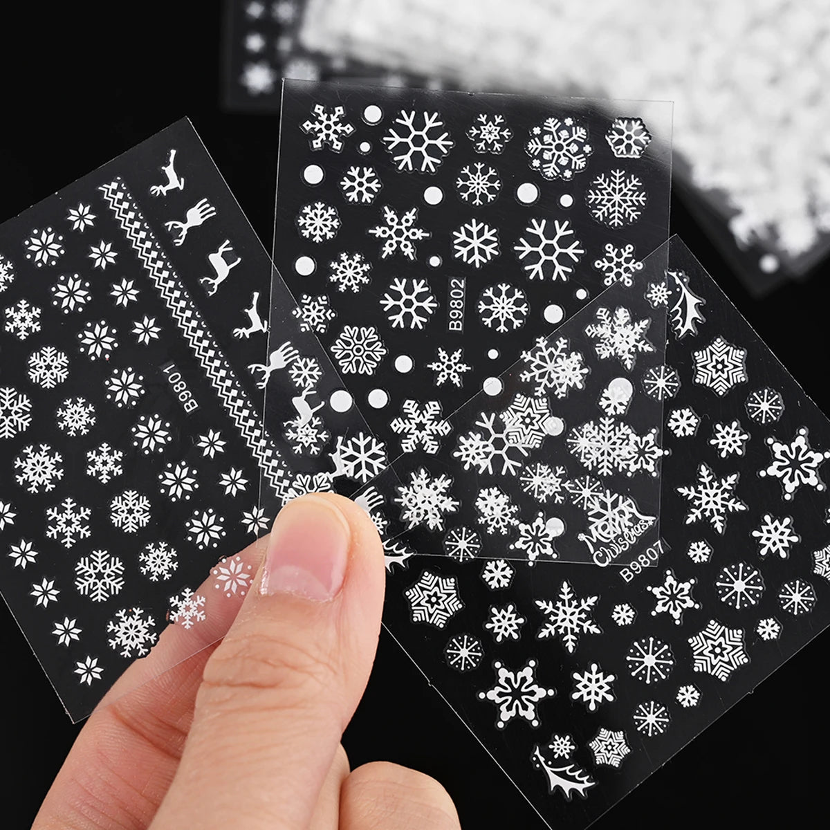30Sheet/Set Christmas Nail Stickers 3D White Self Adhesive Snowflake Nail Sliders DIY Children New Year Stickers for Nails