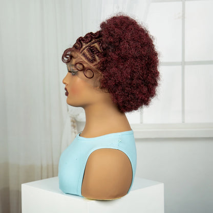 13x6 Lace Front Braids Wig with Baby Hair Synthetic Afro Curly Cornrow Braided Short Wigs for Black Women Natural Lace Bob Wigs