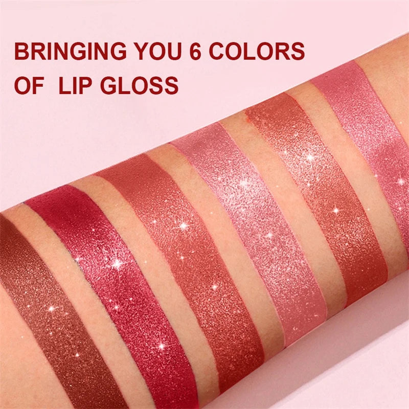 Pearlescent Pink Glitter Velvet Lipstick Waterproof Long Lasting Metallic Shimmer Diamond Lip Gloss Women Makeup Cosmetics