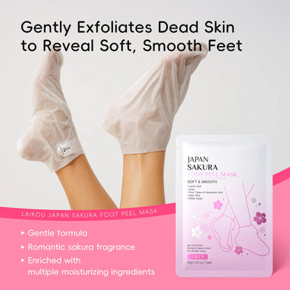 LAIKOU Japan Sakura Moisturizing Foot Peel Mask for Women Foot Care Sheet Mask for Smoother Softer Feet 40g