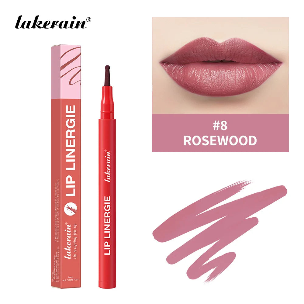 Lakerain Lip Liner Waterproof Transfer-proof Long-lasting Wear Pen Style Felt Head Design Blendable Lip Liner Stain Pen