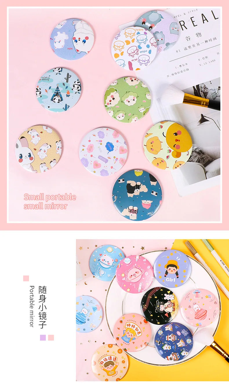 30 Pcs Cartoon Flower Cosmetic Mirror / Sweet Women Makeup Pocket Mini Portable /Nice Party Christmas Gift