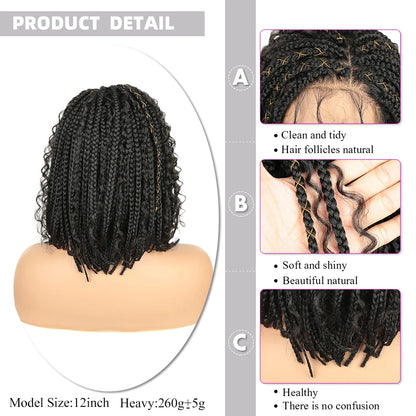 Alibaby 12inch Synthetic Knotless Box Braided Wigs for Women Premium Braided Lace Front Wigs with Baby Hair Natural Looking