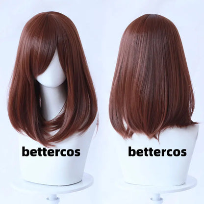 High Quality 40cm Medium Cosplay Wig With Bang Blond Pink Red White Gray Heat Resistant Synthetic Hair Wigs + Wig