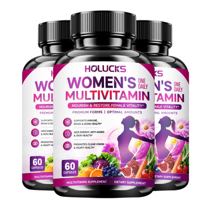 Women's Multivitamin Capsules, with Vitamin A C D3 E B- Calcium Zinc Collagen CoQ10, Support Energy, Bone, Anti-Aging & Vitality