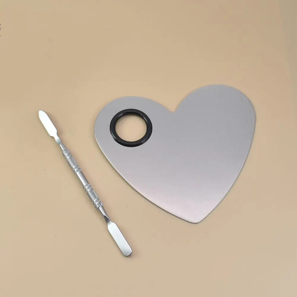 Stainless Steel Makeup Mixer Nail Art Polish Mixing Plate Foundation Eyeshadow Mixer Palette with Spatula Rod Beauty Tools
