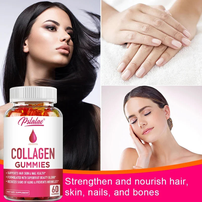 Collagen Gummies for Antioxidant Skin, Hair, Joints, Calcium Absorption, Digestion Immune System Health Supplement, Non-GMO