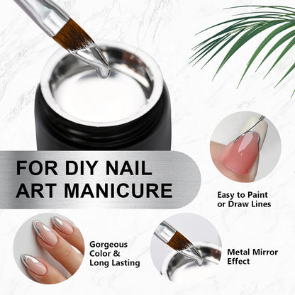 5ML/Jar Silver Metallic Painting Gel Nail Polish Sparkling Glitter Nail Art Gel Varnish Mirror Effect UV Gel Polish Manicure Art