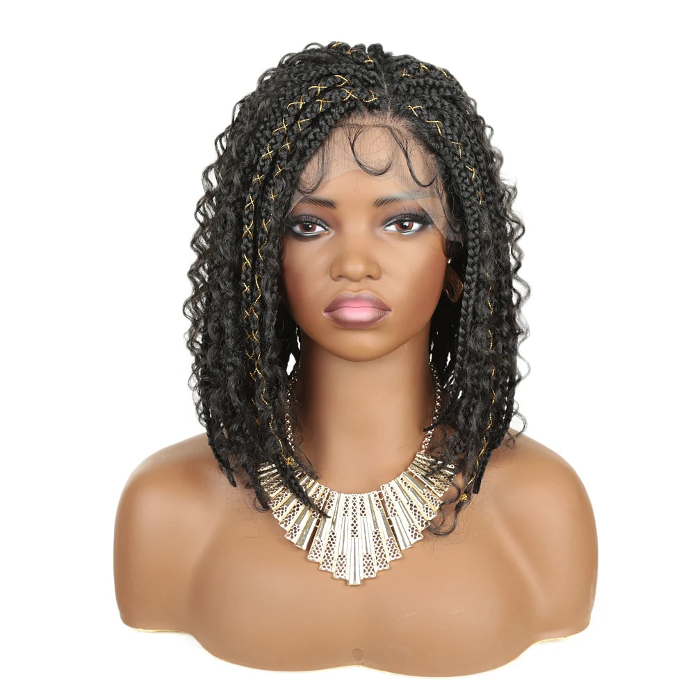Alibaby 12inch Synthetic Knotless Box Braided Wigs for Women Premium Braided Lace Front Wigs with Baby Hair Natural Looking