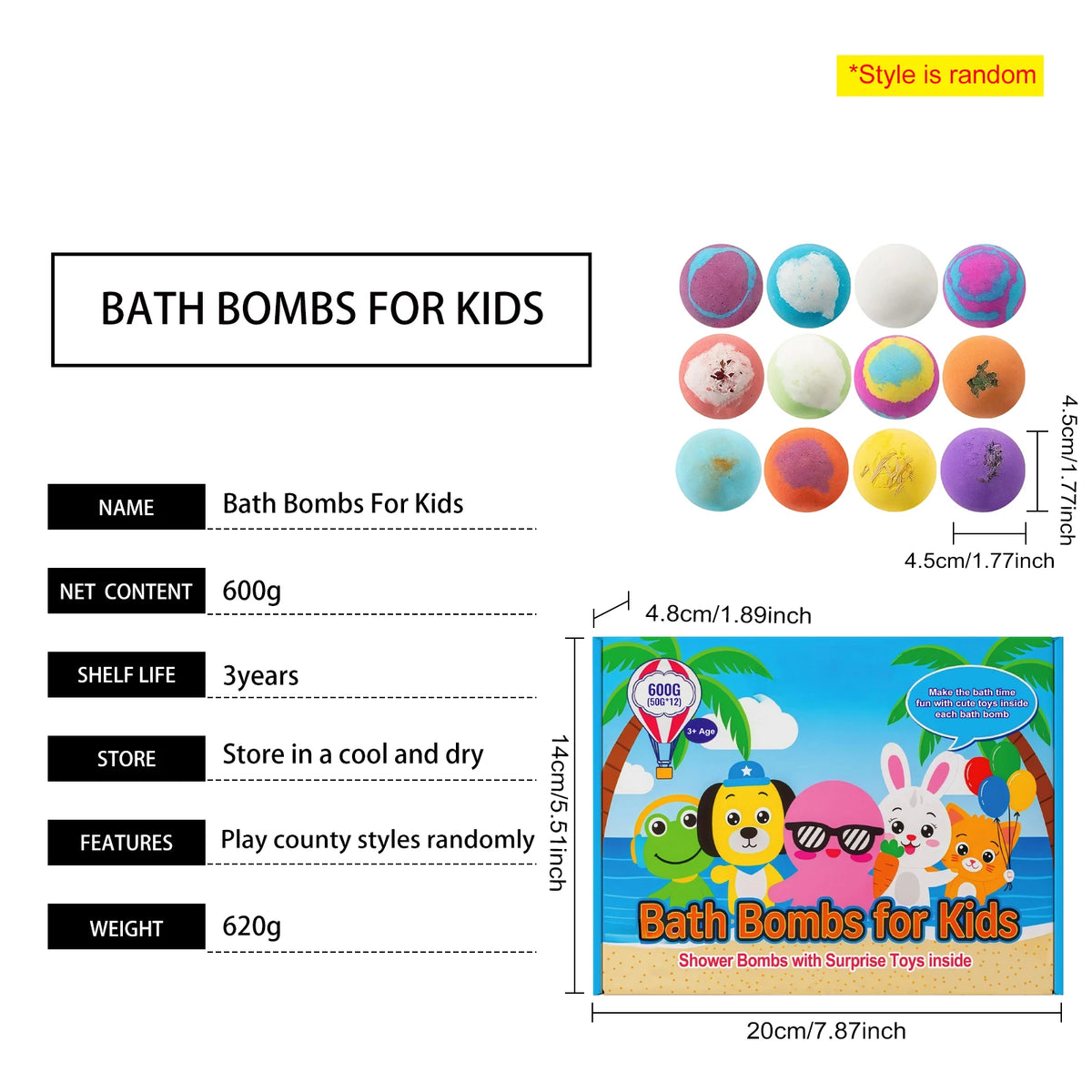 Kids Bath Bombs Balls Deep Cleaning Moisturizing Refreshing Skin Stress Relief Easy to Rinse Non-irritating Sea Salt Bath Bombs