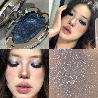 Pearlescent Lavender Eyeshadow Palette Facial Highlighter Brightening Blusher Glitter Heart-shaped Eye Shadow Women Makeup  ﻿