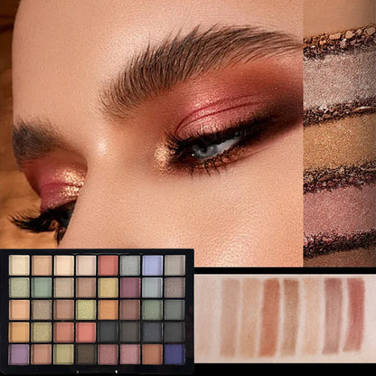 1 Set Tlm 40-Color Eyeshadow Palette with Makeup Brush Set, Matte and Shimmer Multi-color Earth Tones, Long-Lasting and Vibrant, Great for Beginners