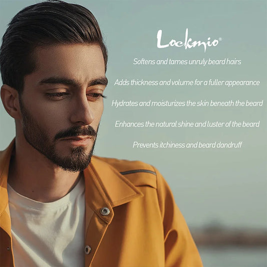LOCKMIO Natural Moisture Mustaches Cream Beard Balm for Repair Skin Promote Hairs Growth Thickener for Grooming and Caring Beard