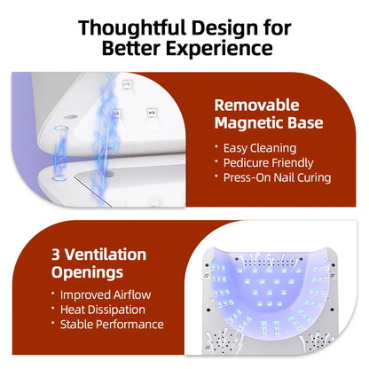Dual‑Mode UV LED Nail Lamp Fast Drying Gel Nail Dryer Magnetic Mirror Base Auto Sensor for Gel Nails