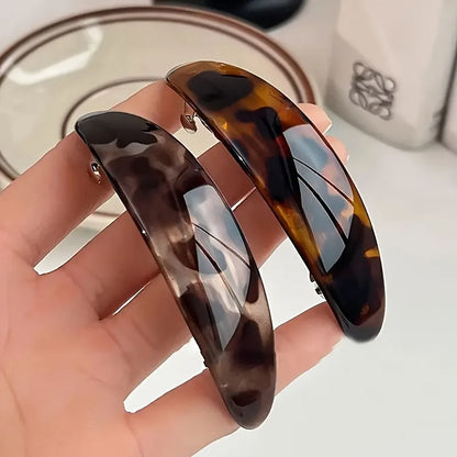 Retro Tortoiseshell Leopard Print Hair Clip Curved Temperament Full Hair Clip at Back of Head Vacation Daily Hair Accessory