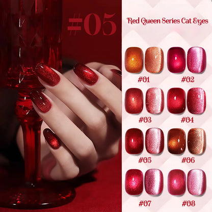 MN 12ML 1-21PCS Hot Selling Red through Half the Sky Cat Eye Nail Polish New Whitening Glass Bead Cat Eye Nail Polish Nail Art