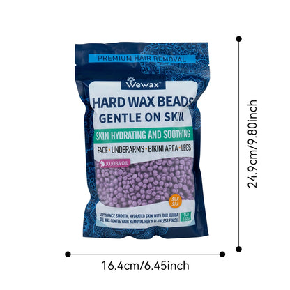 WEWAX 450g Hard Wax Beads Family Pack, Premium Brazilian Lavender Scented Beeswax Wax Beans, Strong Adhesion, Precise Paperless Quick Hair Removal, for Full Body Bikini Area Hands Legs, Normal Skin, Salon Home Body Care Wax,