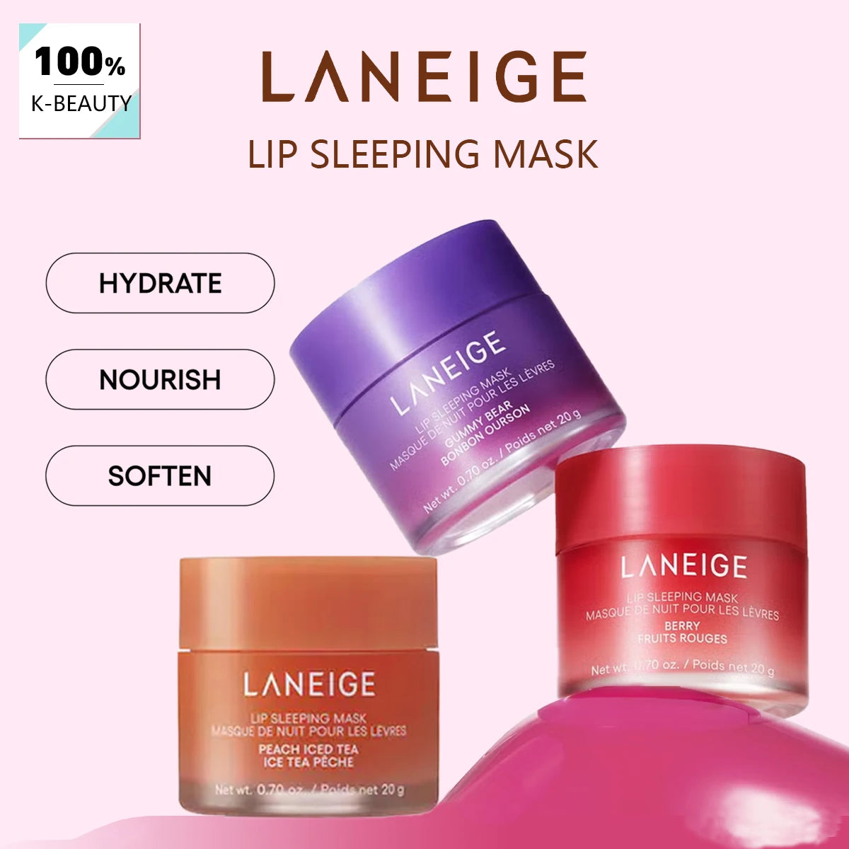 Laneige Lip Sleeping Mask 20g,Long-Lasting Hydration,Gel-Cream Texture,Nighttime Lip Care,Korean Skincare,Korean Makeup