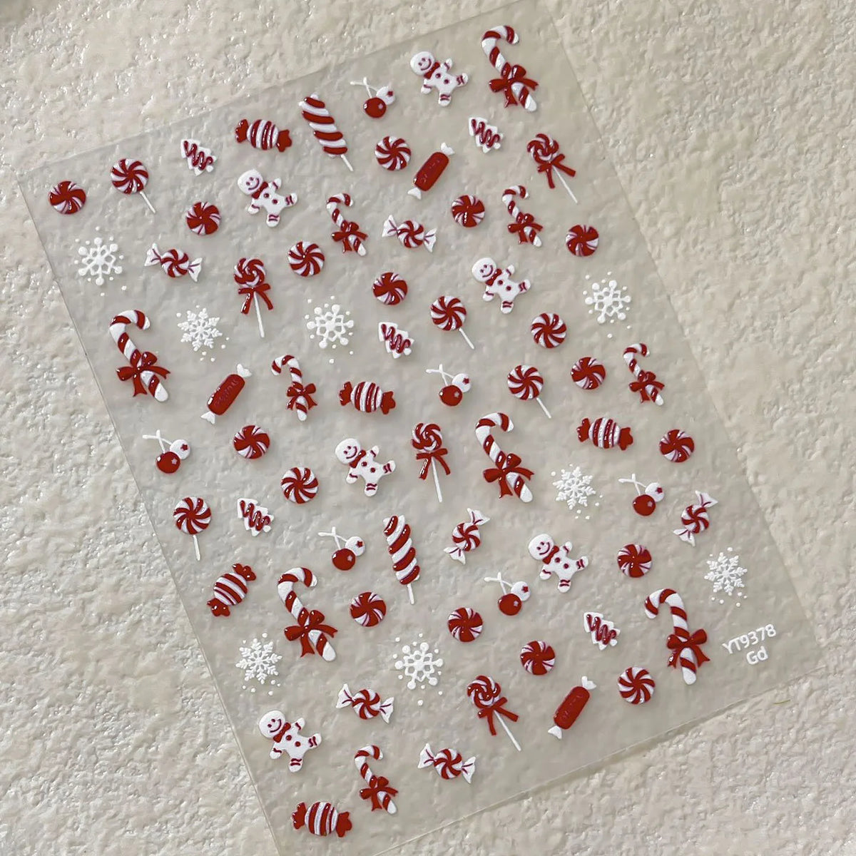 2026 New 5D Embossed Garland/Christmas Tree Nail Stickers White Snowflakes Bow Star Nail Decals Self-Adhesive Xmas Nail Decor