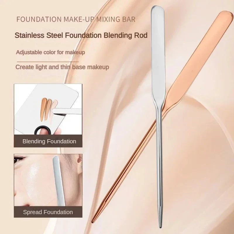 1/2/3Pcs Spatula and Stainless Steel Mixing Palette,Nail Art And Cosmetic Mixing Tool For Foundation,Makeup Artist Mixing Tools