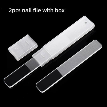 Clear Glass Nail File Buffing Grit Sanding Polishing Grinding Manicure Nail Art Tools Set Professional Glass Nano Nail Saw