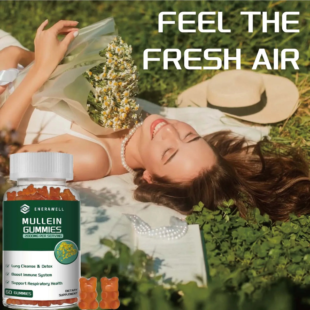 Mullein Gummies 2000mg - Supports Clear Lungs & Respiratory Health, Natural Detoxification, Enhanced Immune Function