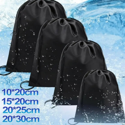 New Drawst Closure Drawstring Storage Pouch Portable Nylon Drawstring Bags Waterproof Black Makeup Bags Travel Storage