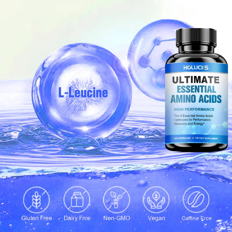 HOLUCKS Essential Amino Acids EAA Supplement 9 EAAs 120 Tablets Muscle Recovery Energy Performance
