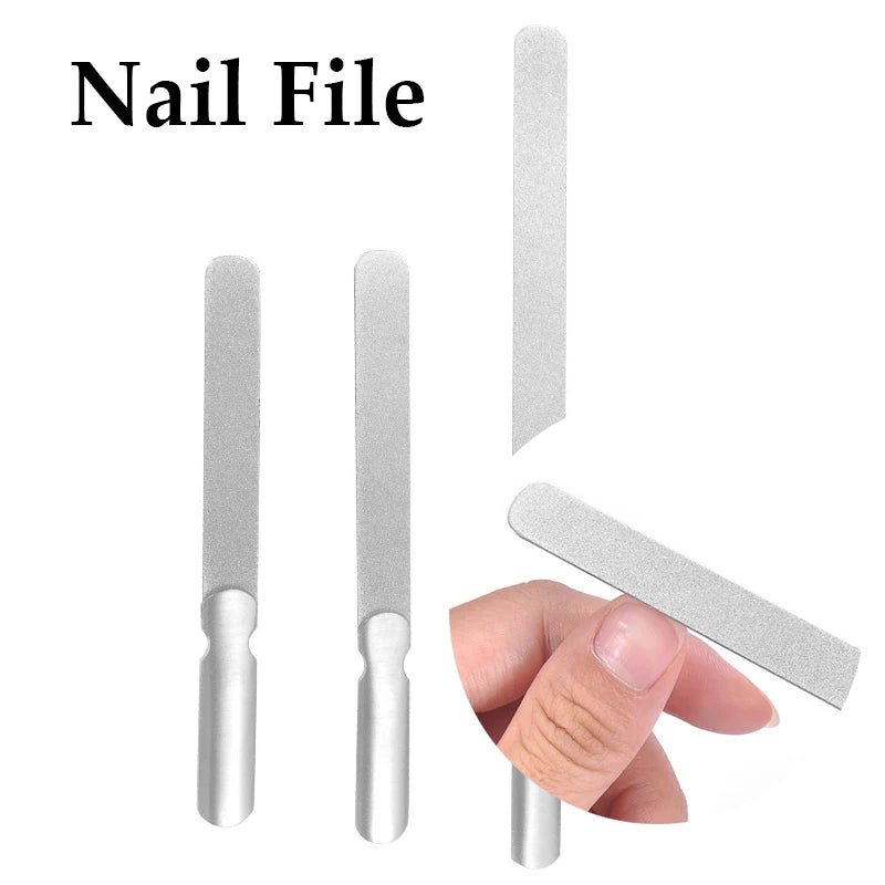 Professional Double Sided Nail File Stainless Steel Sandpaper Nail Sanding Grinding Polishing Manicure Care Tools NEW
