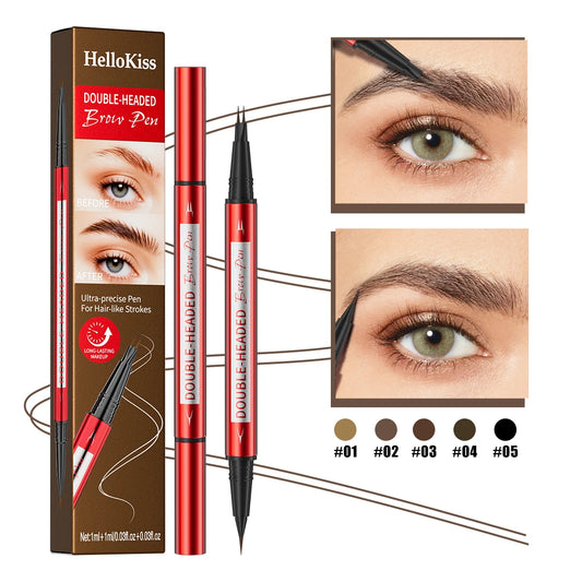 Waterproof Eyebrow Pen, Microblading Eyebrow Pencil With 2 Split Head, Natural Looking Brows Makeup ( 5 Colors )