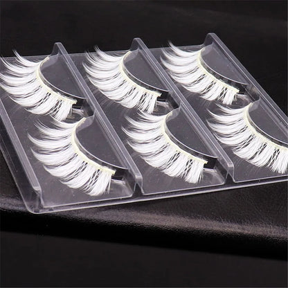 Eye Makeup Tools Halloween White Lashes Masquerade Party Natural Look False Eyelashes Reusable Cosplay White Eyelashes