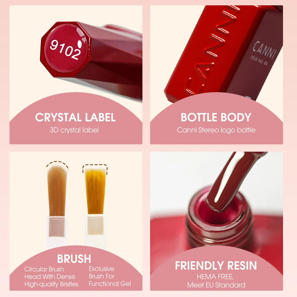 CANNI Gel Nail Polish TPO/HEMA FREE Gorgeous Christmas Red Color Winter Nails Full Coverage Soak Off UV LED Semi Permanent Gel