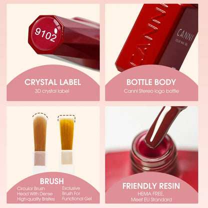 CANNI Gel Nail Polish TPO/HEMA FREE Gorgeous Christmas Red Color Winter Nails Full Coverage Soak Off UV LED Semi Permanent Gel