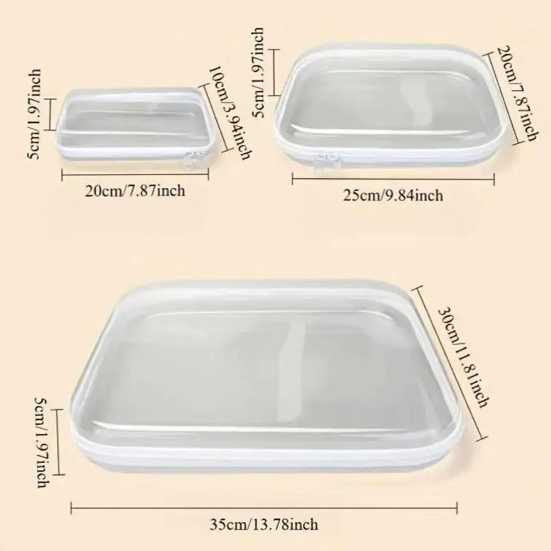 Zippered Hard Pouch Clear Stackable Travel Storage Organizer Cosmetic Bags Makeup Case