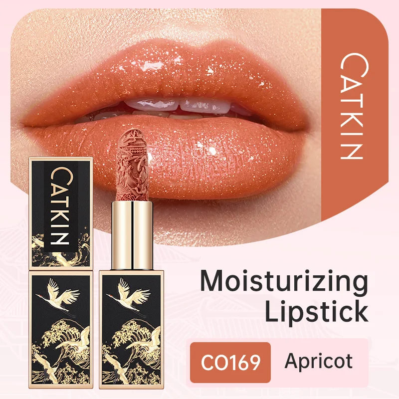CATKIN Christmas Limited New Year's Lipstick for Lips CATKIN Moisturizing with Golden Glosses, Tone CP170 Crimson Pink, 3.6 G