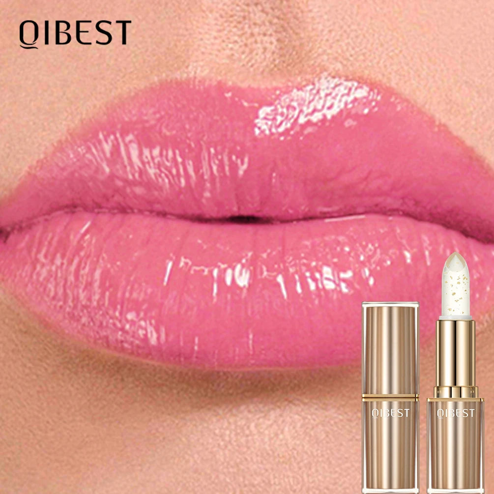 QIBEST 3 PCS Glitter Lip Blam Color Changing Lipstick Transferproof Lasting Moisturizing Shiny Lip Stain Tint With 3 Pack Makeup