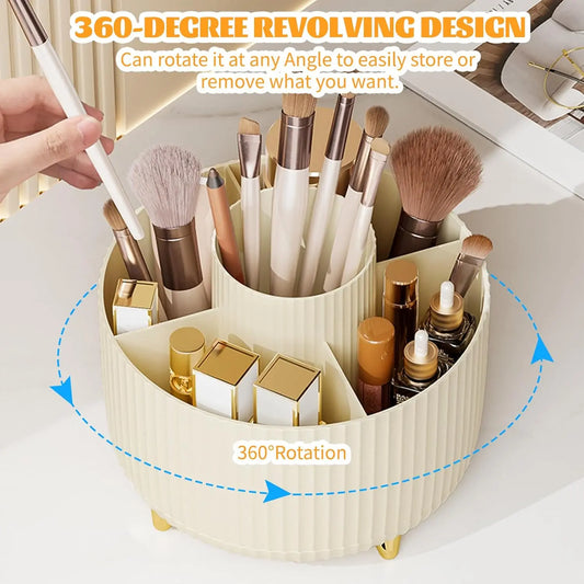 360° Rotating Makeup Cosmetic Storage Organizer Box Space-Saving Spinning Holder for Countertop Vanity Shower Bedroom Bathroom