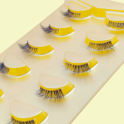 5 Pairs Half Strip Clear Band 3D Slim Cat Eye Mink False Eyelashes For Daily Halloween Christmas Black Friday