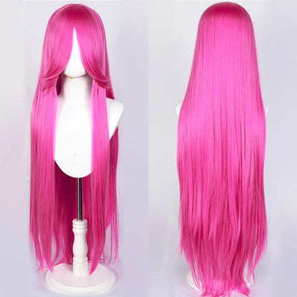 100CM Long Straight Wig With Bangs Synthetic Cosplay Wig For Women Pink Purple Cosplay Wigs for Party For Halloween
