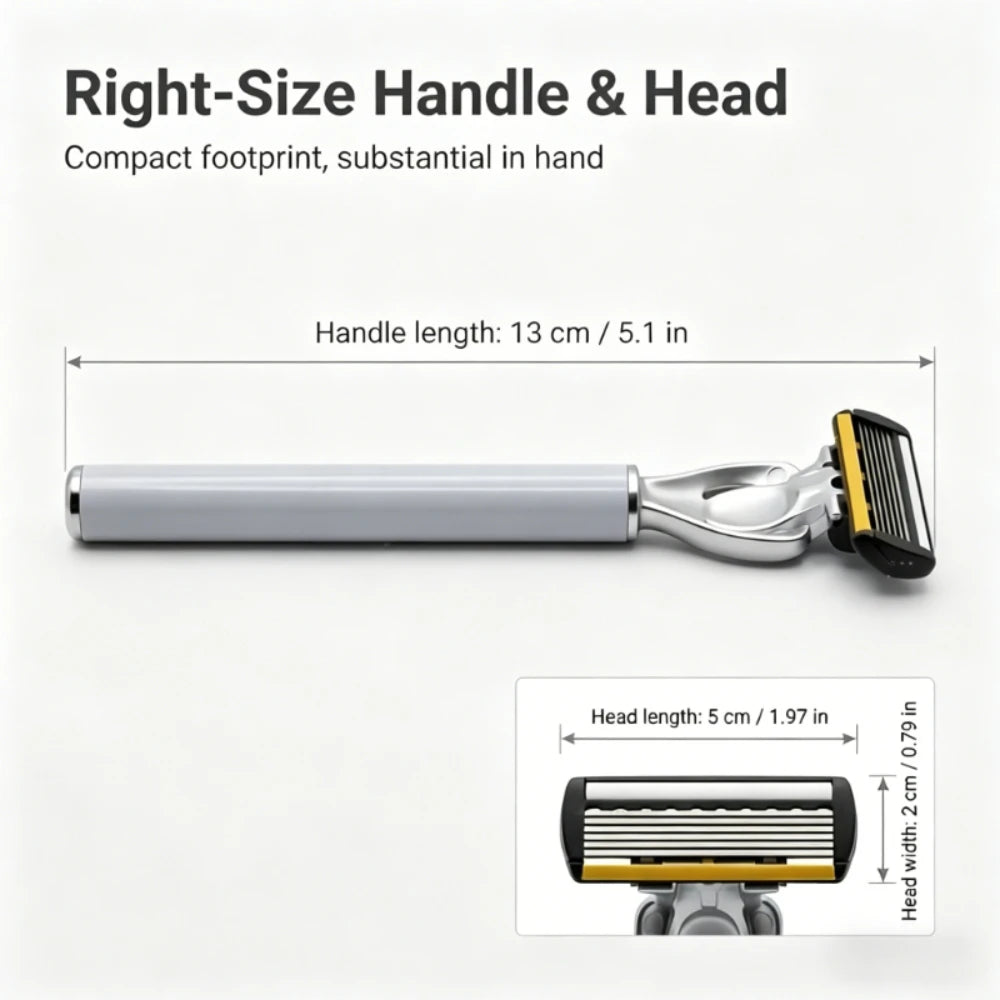 Men's Manual Safety Razor Set, Featuring 6-Layer Stainless Steel Blades and an Aloe vera Lubricating Strip | Perfect as a Gift.