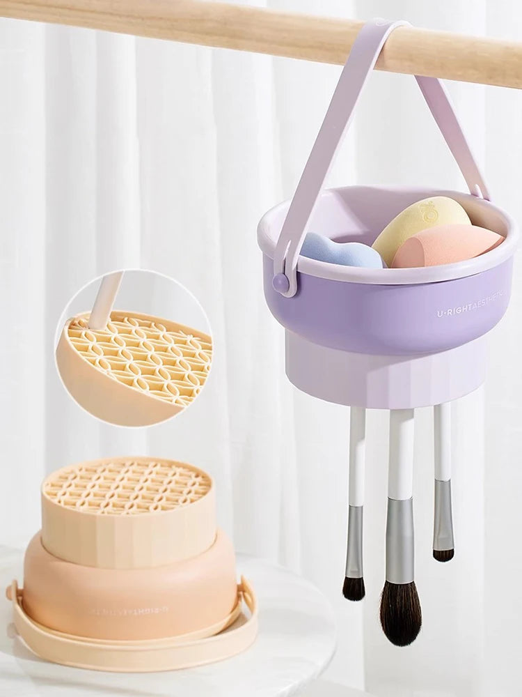 Makeup Brush Cleaning Bucket Washing And Drying Tools Beauty Makeup Powder Puff Cleaning Artifacts Drying Rack Storage Box