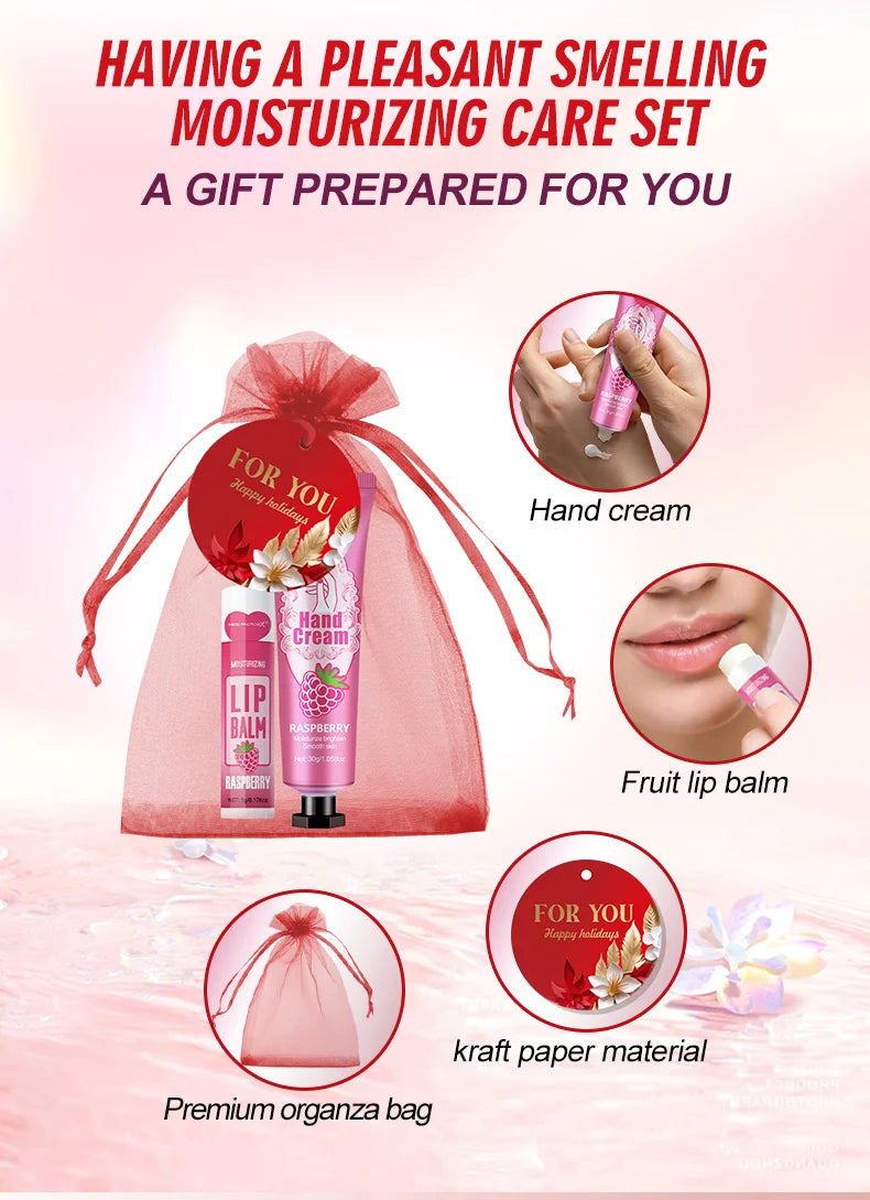 24PCS/Box Bulk Lip Balm Bulk Hand Cream Bulk Red Thank You Card and Red Gauze Bag Newlywed Thank You Gifts to Guests Christmas