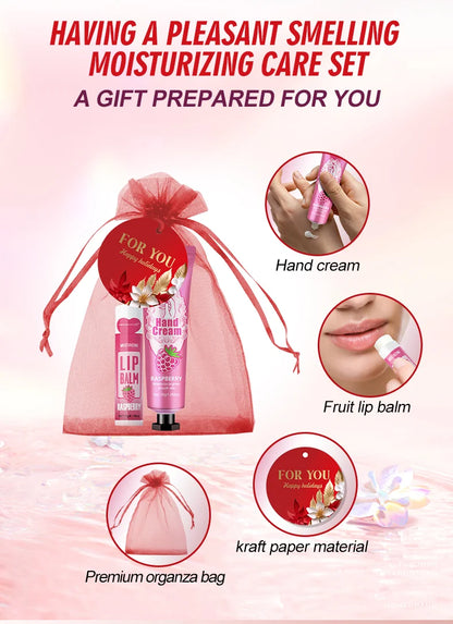 24PCS/Box Bulk Lip Balm Bulk Hand Cream Bulk Red Thank You Card and Red Gauze Bag Newlywed Thank You Gifts to Guests Christmas