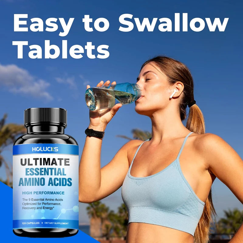 HOLUCKS Essential Amino Acids EAA Supplement 9 EAAs 120 Tablets Muscle Recovery Energy Performance