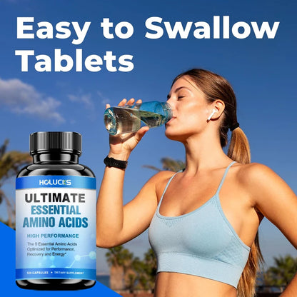 HOLUCKS Essential Amino Acids EAA Supplement 9 EAAs 120 Tablets Muscle Recovery Energy Performance