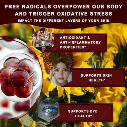 Liposomal Astaxanthin Capsules 24mg for Brain, Heart Vitality, Skin, Joint, Eye, Immune Health