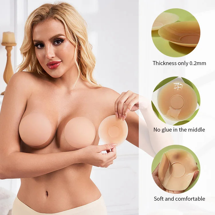 Fashion Silicone Nipple Cover Lift Up Bra Sticker Adhesive Invisible Bras Chest Patch for Women Reusable Chest Breast Petals Pad