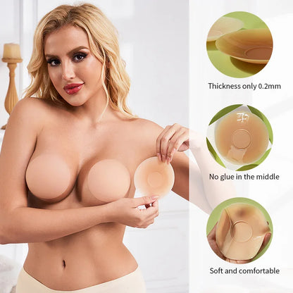 Fashion Silicone Nipple Cover Lift Up Bra Sticker Adhesive Invisible Bras Chest Patch for Women Reusable Chest Breast Petals Pad