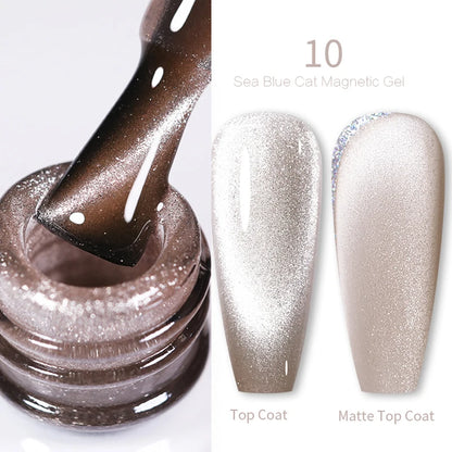 BORN PRETTY 10ml Rainbow Glass Cat Magnetic Nail Gel Polish Sparkling Double Light Reflective Glitter Colorful Laser Varnish