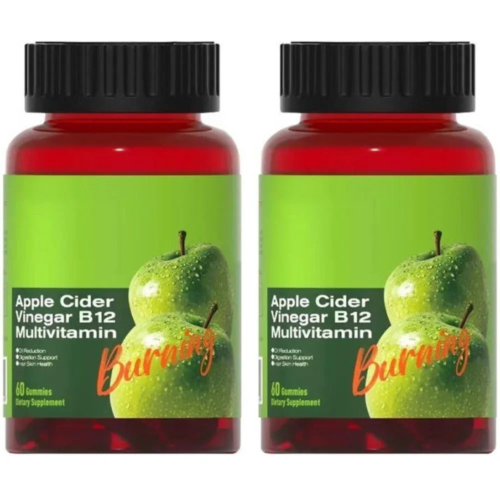 Apple Cider Vinegar B12 Gummies Digestive Comfort Multivitamin Boost Metabolism for Men Women Free Vegan Gluten-Free 60 Gummies